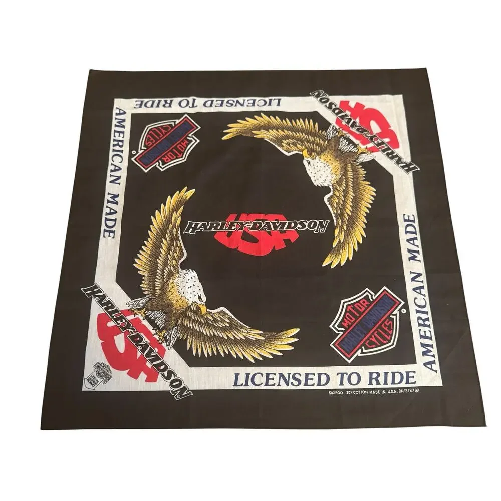 2 1990's Harley Davidson Bandanna's Vintage HD Made in USA
